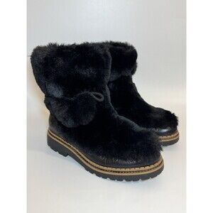 Sam Edelman Blanche Black Faux Fur Boots Size 8